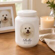 Personalized Pet Cremation Urn, Ceramic Memorial Jar With Lid, Customizable Photo Or Name, Pet Dog Cat Memorial Keepsake, Condolence Gift - Multicolor - View 9
