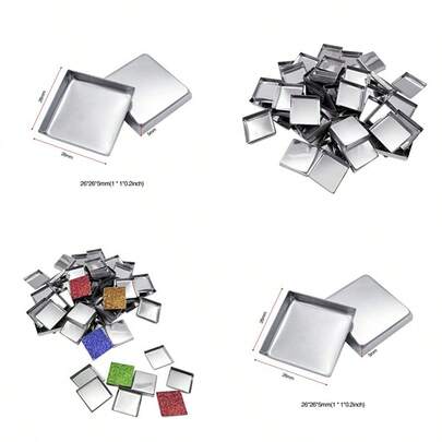 Paquete de 56 sartenes metálicas cuadradas vacías para paleta de sombras de ojos, paleta de maquillaje magnética de 26mm