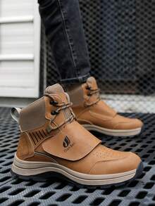 Unisex High-Top Hiking Boots, Breathable And Comfortable Upper, Durable Outsole, Steel Toe Design, Suitable For Outdoor Hiking, Walking, Camping, Travel - Brown - View 5