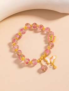 A Rose Garden Glass Bracelet, A Niche Light Luxury Butterfly Pendant Bracelet, High-End Feel Bracelet - Butterfly Rose Bracelet - View 4