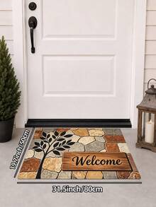 1pc Pebble Tree Of Life Welcome Mat, Outdoor Carpet Runner Area Rug, TPR Backing Non-Slip Mat, Suitable For Bathroom, Indoor, Hallway, Bedroom, Living Room, Bedside, Machine Washable Easy To Clean Entryway Mat Home Decor - Multicolor - View 14
