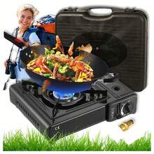 Portable Butane Gas Stove, Single Burner Camping Stove – Windproof Piezo Ignition Outdoor Cooker With Carrying Case For Camping, Hiking, Picnic, RV, BBQ, Hot Pot, Garden, Backyard & Emergency Cooking - A - View 1