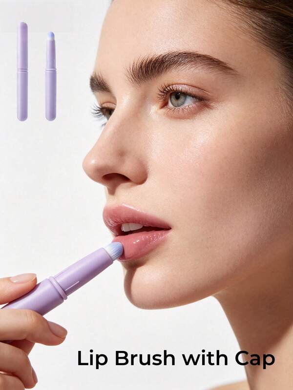 GUOXIAONIU Portable Lip Brush With Cap Mini Lipstick Applicator Makeup Brush Suitable For Lip Gloss Lip Balm Concealer Multi-Use Cream