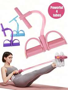 1pc Home Fitness Resistance Bands - 4 Elastic Pull Ropes, Suitable For Full Body Workout, Abdominal Exercise, Rowing And Other Fitness Activities - Enhance Strength And Flexibility - Multicolor - View 1