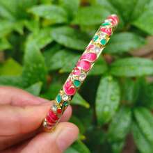 Handmade Enamel Bracelet, Rhinestone Enamel Shiny Thin Bracelet, Fashionable Cute Colorful Gold-Plated Vintage Bracelet, Stackable, Gift For Wife Or Friend - Grape Diamond Bracelet - View 14