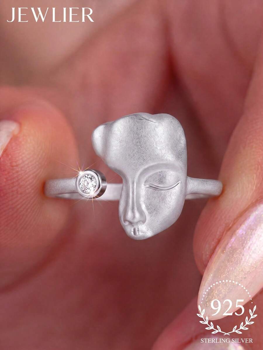 1pc 925 Sterling Silver Mask Ring, Women's Style, Suitable For Daily Wear, Party Accessory, High-Quality Exquisite Jewelry Gift