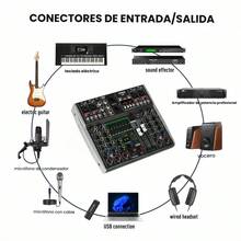 AK 6-Channel Professional Audio Mixer, 99 DSP, Bluetooth Connectivity For Mobile Phones, Built-In USB Interface, Computer Recording Capability, Compatible With 12V Car Power And 48V Phantom Power. Ideal For Live Broadcasts, Small Concerts, Etc. - Grey - View 10