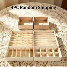 1pc/4pcs/6pcs Storage Box, Non-Woven Fabric Drawer Organizer, Suitable For Home Drawer Storage. Perfect For Organizing 4-Piece Sets, Socks And Bras. Lidless Storage Boxes Available In Multiple Styles. Perfect As A Holiday Gift For Friends, Also Suitable For Dorm And School Use, Home Organization And Tidy Storage, Halloween, Christmas Holiday Storage - Beige - View 12