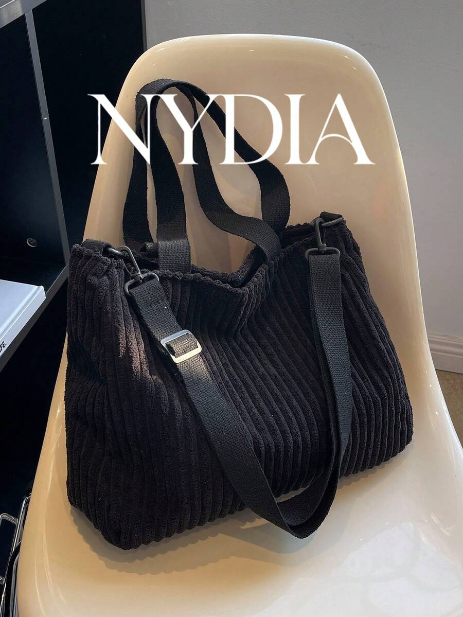 Fuzzy, Soft, Plush Fluffy Shoulder Tote Bag For Girls, Women, College Students, Rookies & White-Collar Workers For Work, Office, Commute, For Autumn & Winter, Warm Winter, Outdoors Fall Clothes For Women - Black - View 1