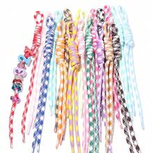 5入組 22-25cm 色塊拼接手工編織尼龍掛繩,花卉圖案鑰匙圈手機掛繩包飾 DIY 校園文具背包可愛裝飾繩 - 花色編織掛繩 - 查看 4