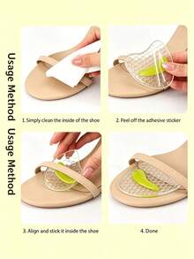 6 Buah Bantalan Kaki Depan Transparan Bermotif Geometris Silikon untuk Pantai dan Aktivitas Luar Ruangan, Sepanjang Musim - 6 Buah Versi Transparan - View 6