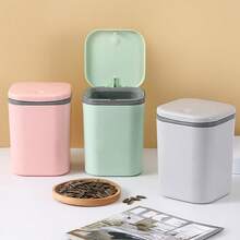 Mini Desktop Trash Can With Rotating Lid, Small Plastic Waste Basket, Odor-Proof Desktop Trash Can, Suitable For Paper Scraps, Fruit Peels, Keeps Desktop Tidy, Suitable For Home, Office, Bedroom, Coffee Table, Living Room, Study, Bathroom - A - View 3