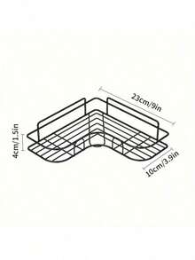 1/2pcs No-Drill Bathroom Corner Shelf, Bathroom & Kitchen Storage Rack, Practical Home Storage Tool, Home Decor, Bathroom Organizer, Bathroom Decor Accessories, Suitable For Back To School Season, Bathroom, Kitchen, Halloween Decor, Christmas Decor (3pcs(1 Shelf + 2 Hooks)/Set) - Black - View 6