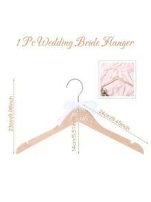 Wedding Hanger Set, Wooden Wedding Dress Hanger, Suit And Off-Shoulder Dress Hanger With Ribbon, Suitable For Bride And Groom, Perfect For Wedding Dress And Suit, Wedding Accessories, Wedding Decoration Items - Multicolor - View 11