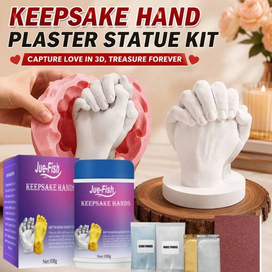 1 Set Family & Couple DIY Hand Casting Kit, Clone Powder 3D Model Powder Handprint DIY Keepsake Set, Must-Have For Anniversaries, Simple DIY Cloning, Capture Irreplaceable Precious Moments, Freeze The Warmth Of Palms, Preserve Lifelong Imprints, One-Click Replicate Exclusive Palm Prints, Permanently Seal Beautiful Memories, Suitable For Multiple Scenes To Record Romantic Hand-Holding, Warm Companionship, Or Growth Milestones, Keep Beautiful Moments From Fading. Ideal Gift For Mother's Day, Valentine's Day, And Other Holidays For Friends And Family, Small Quantity, Please Check Carefully Before Ordering