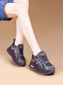 Women Wedge Sneakers - Purple - View 3