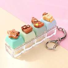 Cartoon Bear Dessert Food Shape Bag Pendant Accessory,1 DIY Keyboard Keycap Keychain Accessory,Suitable For Backpacks And Bags - Multicolor - View 6