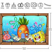 WPETLE Pineapple House Underwater Backdrop, Cartoon Photography Background, Children's Birthday Party Wall Decor - Multicolor - View 9