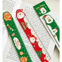 20/10PCS Cartoon Christmas Magnetic Bookmark Ruler 2-In-1 Magnetic Straight Ruler, Cute Santa Claus Snowman Gingerbread Man Book Page Clip, Portable Ruler For Primary And Secondary School Students Classroom Reading Drawing, Christmas Creative Stationery Exchange Small Gift - Christmas - View 2