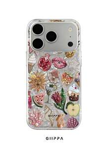 GIIPPA 1件水果與花卉混搭圖案設計手機殼，適用於Phone 17 Pro Max，相容於Phone 16 Pro Max、15 Pro Max、14 Pro Max、11/12/13/14/15/16 Pro Max Plus，韓系高級時尚趣味優雅設計，男女通用，送女友的完美聖誕節、情人節、復活節、婚禮季及生日禮物！ - 彩色 - 查看 1