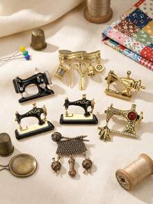 Vintage Enamel Sewing Machine Brooch Creative Pin, Women's Unisex Casual Party Accessory, Best Friend Gift Badge Decoration - Sewing Machine - View 6