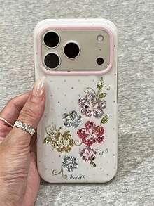 Estetika Lucu Polka Dot Warna-warni Bunga Glitter Tekstur Berlian Casing Ponsel Kompatibel Dengan iPhone 18 Pro Max 18 Pro 17 Pro Max 17 Pro 16 Pro Max 16 Pro 15 Pro Max 15 Pro 14 Pro Max 14 Pro 13 Pro Max Casing Anti Jatuh Artistik Bergaya - Putih - View 3