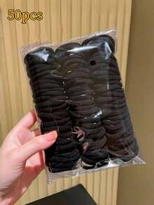 150/100/50/20入 純色休閒髮圈 女款彈性髮圈 不傷髮髮繩 - 黑色 - 查看 8
