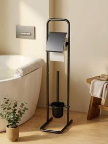 1件裝磨砂黑式馬桶刷與衛生紙架套組,耐用防鏽不鏽鋼浴室收納架,省空間收納架,多色可選 - 多款式 - 查看 13