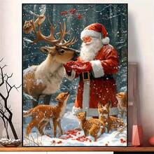 1PC DIY 5D Diamond Painting Kit Santa Claus Pattern - Round Full Diamond Art Mosaic Craft, Home Wall Decor, Frameless - No Frame - View 2