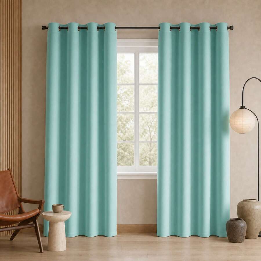 POLIGONO Curtains - Mint Green - View 1