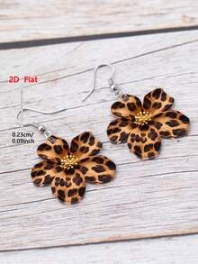 1 Pair 2D Flat Elegant Deep Sea Blue Lily Pattern Acrylic Pendant Earrings For Women Daily Wear - Brown - View 6