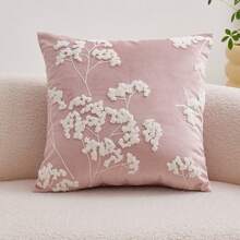 1件粉色碎花刺繡枕套，春夏花卉枕套，適合室內裝飾，四季通用裝飾枕套，不含枕芯 - 粉色 - 查看 11