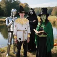 7-Piece Halloween Scarecrow Costume Accessories, Adult Wizard Scarecrow Set Including Scarecrow Hat, Halloween Role Play Outfit (7-Piece Set) - Multicolor - View 5