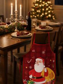 Christmas Kitchen Chef Cooking Apron, A Cute Santa Baking Apron, A Christmas Party Gift, Suitable For Cooking, Barbecue Activities And Christmas Party Decorations. - Multicolor - View 4