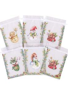 50/20/10/1pc Christmas Organza Gift Bags, Random Mix Style Drawstring Treat Pouches, Festive Holiday Favor Wrapping Bags, Sheer Mesh Goody Candy Pouches Ribbon Closure, For Christmas Party, Wedding Favors, Jewelry, Craft Storage - One Size Fits All - View 9