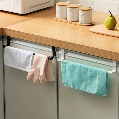 Handdoekrek voor kastdeur - ruimtebesparende haak zonder boren, gemonteerd op de deur, geschikt voor keuken, badkamer en kasten - kan handdoeken en vaatdoeken ophangen - eenvoudige installatie, keukenopslag, badkameropslag, moderne huisdecoratie, cadeau voor terug naar school, geschikt voor het seizoen terug naar school