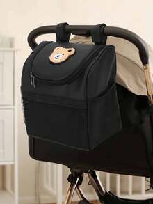 1 buah Tas Penyimpanan Kereta Bayi dengan Patch Beruang Lucu, Keranjang Penyimpanan Popok Multifungsi, Kapasitas Besar, Perlengkapan Penting untuk Para Ibu - MultiWarna - View 4