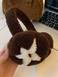 1pc Winter Plush Earmuffs, Warm And Cute, Five-Pointed Star Foldable Windproof Earmuffs - Multicolor - View 7