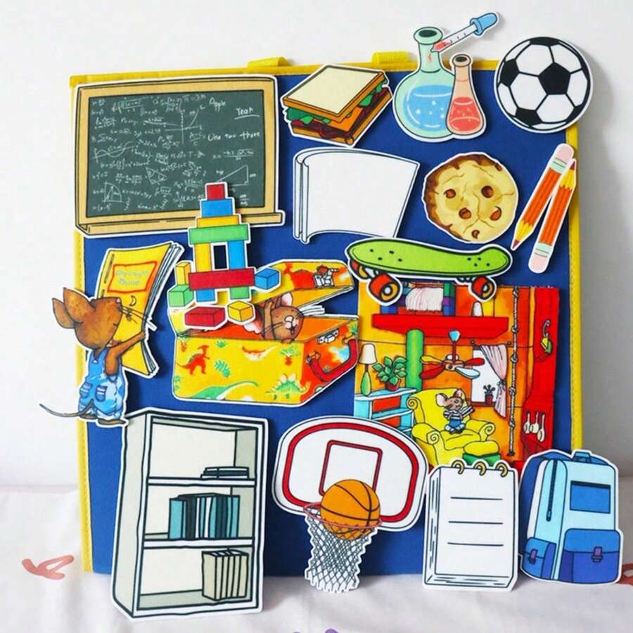 hoojojo 17Pcs Felt Storytelling Set, If You Take A Mouse To School Interactive Felt Story Cards, Children's Educational Toy, Classroom Teaching Aid, Back-To-School Essential, Home & Classroom Learning Activity