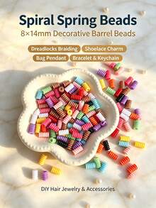 50/100pcs 8x14mm Acrylic Multicolor Spiral Barrel Beads,Cute Cylindrical Large Hole Plastic Beads,Suitable For DIY Hair Accessories And Bead Jewelry Making,Shoe Charms, Bag Chain, Bracelets,Keychains,Crafts For Adults - Multicolor - View 5