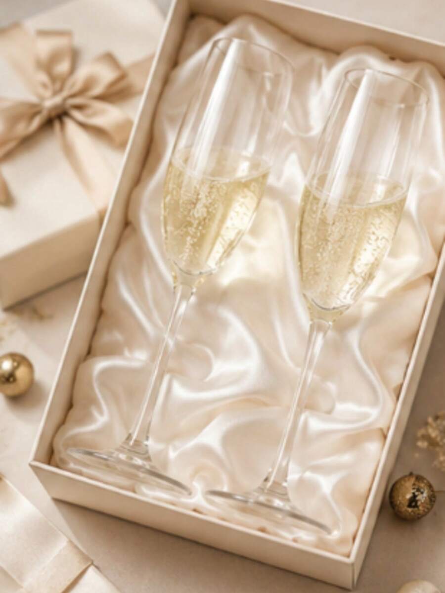 8pcs Luxury High-Foot Champagne Glasses, 180ml Large Capacity Transparent Wine Cups, Exquisite Bubble Drink Cups, Party Drink Containers, Festive Atmosphere Decorative Cups, Christmas Party Banquet Ceremony Water Cups, Home Gathering Wedding Toast Decor, Couple Date Afternoon Tea, Youth Drinkware - Multicolor - View 1