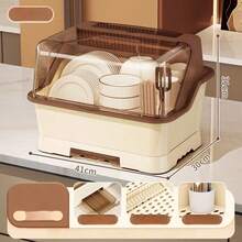Kitchen Draining Dish Cabinet With Lid, Bowl And Dish Storage Box, Chopsticks And Tableware Household Storage Rack, Storage Box - Multicolor - View 5