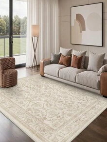 1pc Beige Paisley Pattern Rug, Modern Minimalist, Velvet Material, Indoor Door Mat, Bathroom Mat, Kitchen Mat, Absorbent Quick-Drying, Room Decor, Non-Slip Wear-Resistant, Trimmable, Easy To Clean, Washable, Home Decor, Floor Decoration, Floor Protection - Beige Paisley Pattern - View 4