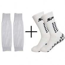 Socks & Leg Sleeves Combo Set, Outdoor Sports Football Socks With Anti-Slip Grip Dots, Football Leg Guards - Multicolor - View 11