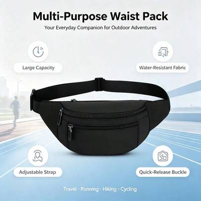 Unisex Waist Pack/Crossbody Bag-Suitable For Travel, Walking, Running, Hiking, And Cycling; Lightweight And Adjustable, Easily Accommodates Various Smartphones And Wallets (Black).