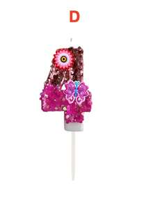 1 Stück farbige Glitzerkerze für Geburtstag, mit roségoldenem Glitzer im oberen Teil und magentafarbenem irisierendem Glitzer im unteren Teil, kombiniert mit kleinen Blumen und lila-rosa Schmetterling aus weichem Gummi. Geeignet für Halloween-Dekoration, Weihnachten - Verschiedenfarbig - Übersicht 19