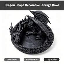 3D Printed Dragon Figurine Storage - Gothic Dark Fantasy - Dragon Statue - Key & Coin Holder - Unique Desktop Decor - Decorative Ornament - Gothic Style - Dragon Lover - Vintage Black Dragon - Realistic Texture - Multicolor - View 3
