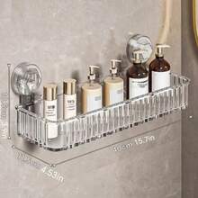 Suction Cup Wall-Mounted Storage Rack, No-Drill Bathroom Kitchen Home Organizer Shelf For Cosmetics, Toilet And Washbasin - Bathroom Shelf - View 16