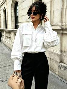 Women's Casual Elegant Commute Blouse - New Spring/Autumn Style Office White - White - View 2