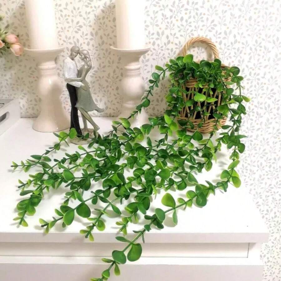Artificial Plants, Hanging Potted Plants, Wall-Mounted Shelf Decor, Indoor, Outdoor, Living Room Shelf Decor, Home Decor, Room Decor, Garden Decor, Wall Decor - Eucalyptus - View 1